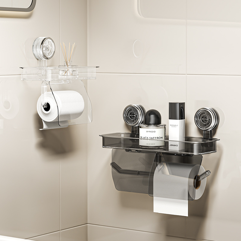 吸盘卷纸架浴室纸巾架壁挂置物架