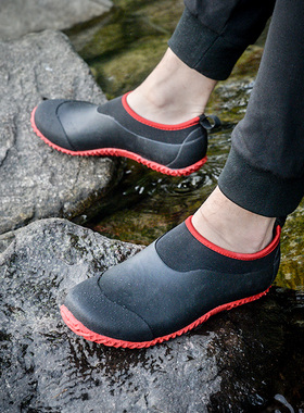 雨鞋男简约低帮防滑水鞋橡胶雨鞋拼色水鞋浅口短筒胶鞋情侣款雨靴