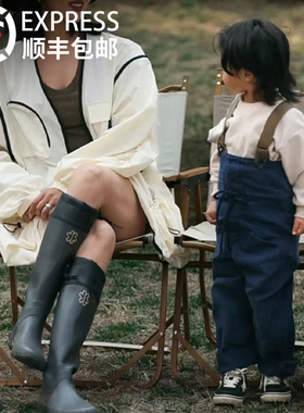 星花网红野鸟雨鞋水靴天然橡胶雨靴女户外水鞋防滑徒步胶鞋防水潮