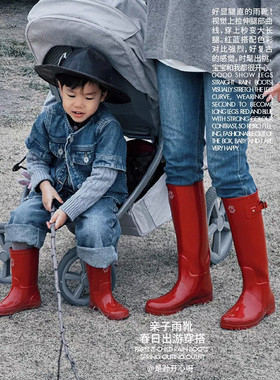 雨靴女网红成人儿童亲子雨鞋时尚长筒骑士靴户外防滑水鞋胶鞋防水