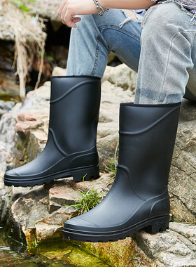 中筒雨鞋男士外穿防滑水靴劳保工地防水雨靴户外钓鱼水鞋赶海胶鞋