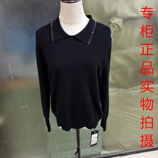 洋气打底衫 套头时尚 通勤穿搭上衣 长袖 比雨竹201黑色翻领毛针织衫