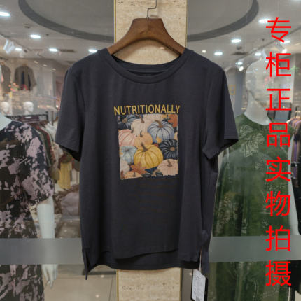 雅可Y262616春新款短袖印花T恤女圆领宽松大码显瘦上衣2026