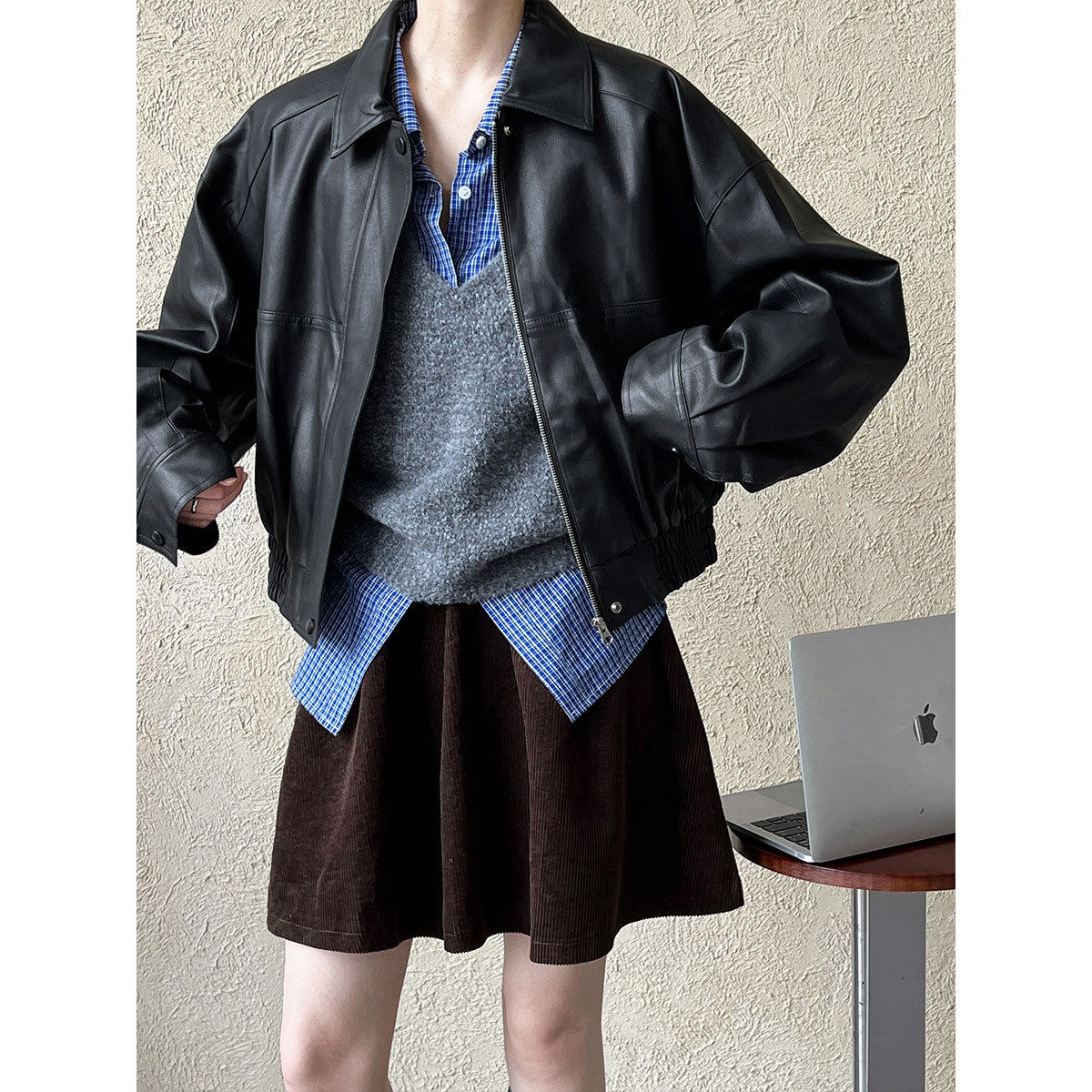 港风皮衣外套女2025秋季新款宽松短款pu机车皮夹克上衣,女装/女士精品,皮衣,淘宝优惠券,粉丝福利购,淘宝优惠卷