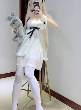 二次元清纯萝莉吊带睡裙女夏连衣裙小个子性感禁欲系小白裙大码裙