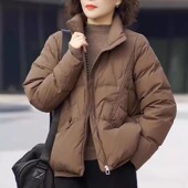 轻薄时尚 新款 小个子立领面包服外套 2025年冬季 白鸭绒羽绒服女短款