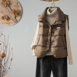 2025年新款白鸭绒保暖羽绒马甲女轻薄羽绒服背心马夹外穿秋冬外套