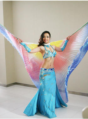 肚皮舞金翅道具3色幻彩翅膀成人演出翅膀舞蹈服360度彩色翅膀