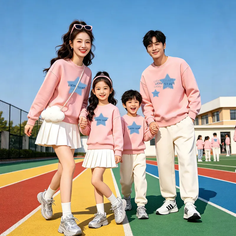 校园秋季运动会班服卡通印花亲子卫衣儿童运动上衣团体活动表演服