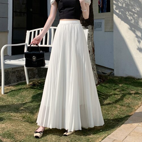 100CM伞裙韩版A字百褶雪纺高个子