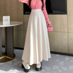 女a字伞裙子到脚踝 高个子大摆针织半身裙超长款 秋冬法式 长裙新款