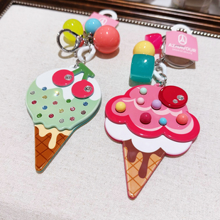 韩国进口AZNAVOUR AZ树脂板材卡通可爱冰激凌钥匙扣钥匙圈AZ挂件