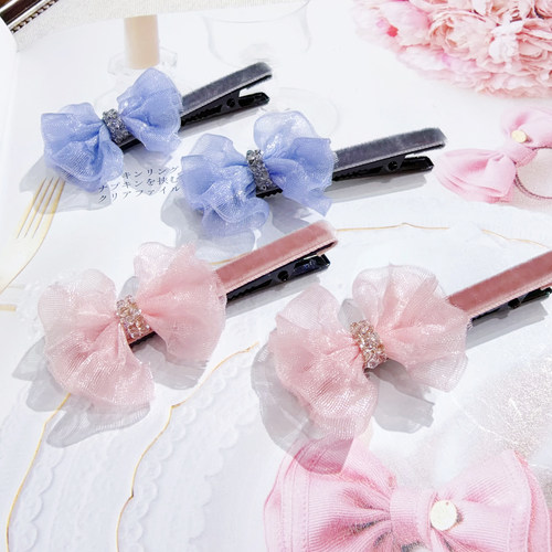 韩国甜美手工蝴蝶结水晶发夹