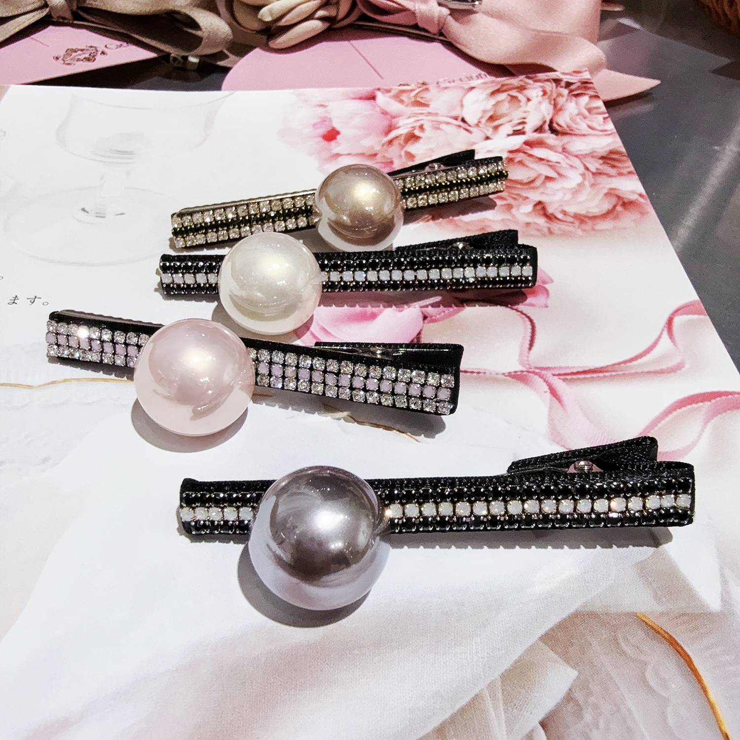 韩国ENGJEEHWANG水钻珍珠发夹