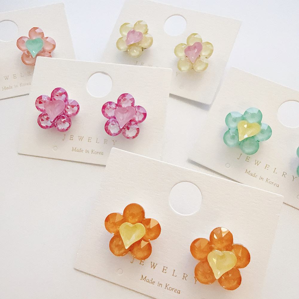 韩国 JEWELRY新款施华S家水晶耳环S925银针花朵耳钉小众清新耳饰