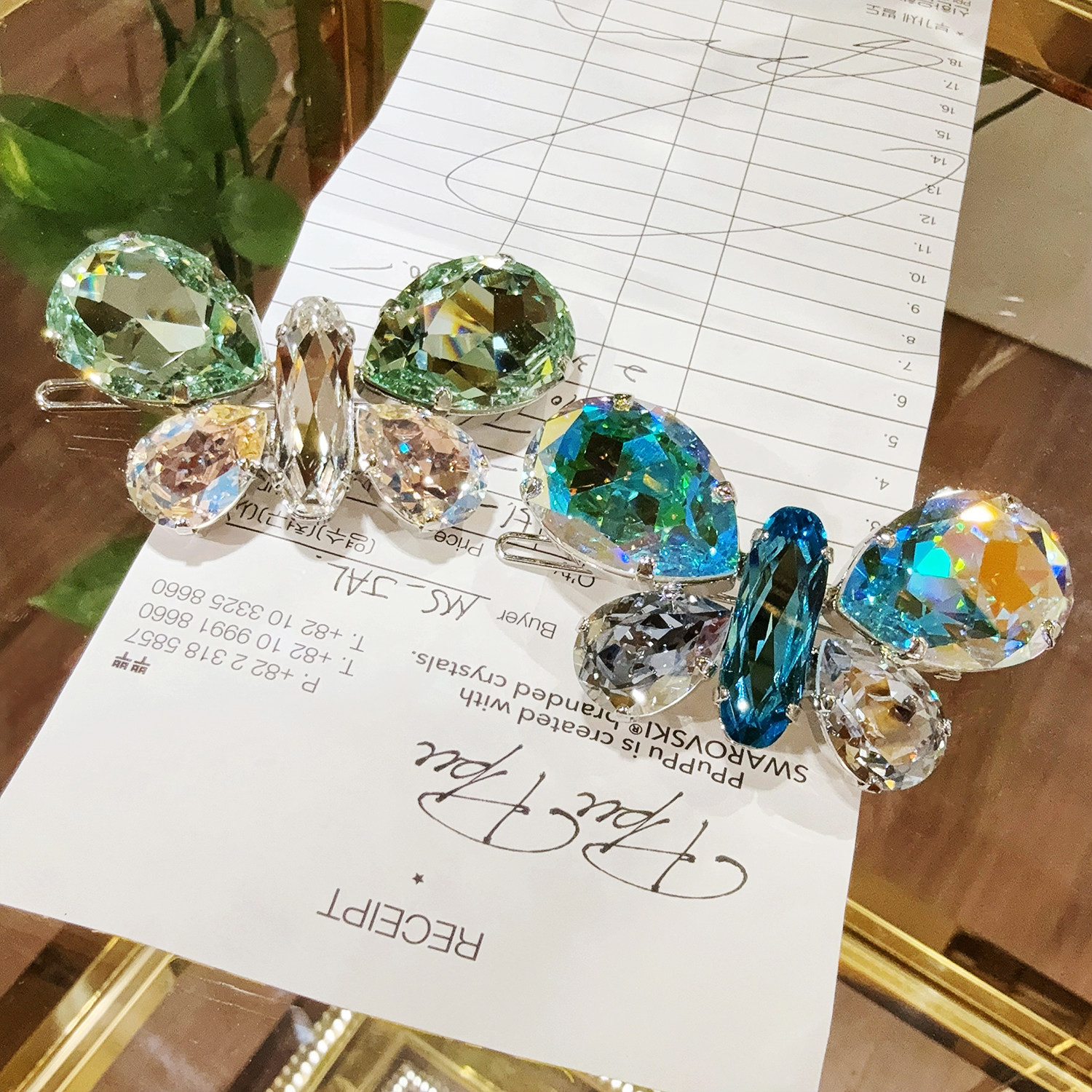 JIALI韩国ppuppu代购施华S家水晶蝴蝶发夹大号水滴青蛙扣奢华发饰