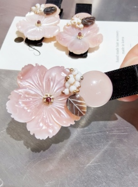 JIALI樱花粉色贝壳花发夹