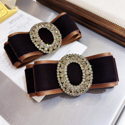 韩国轻奢椭圆闪钻蝴蝶结发夹