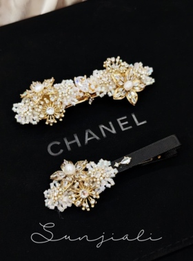 韩国代购RO珍珠水晶锆石边夹