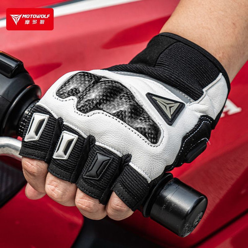 摩多狼摩托车骑行手套真皮透气全指手套防摔手套碳纤护壳手套夏季