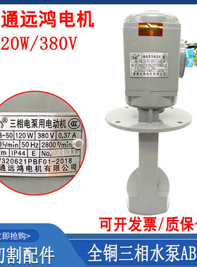 线切割配件南通远鸿全铜水泵380V三相电泵AB-50循环冷却泵120W220