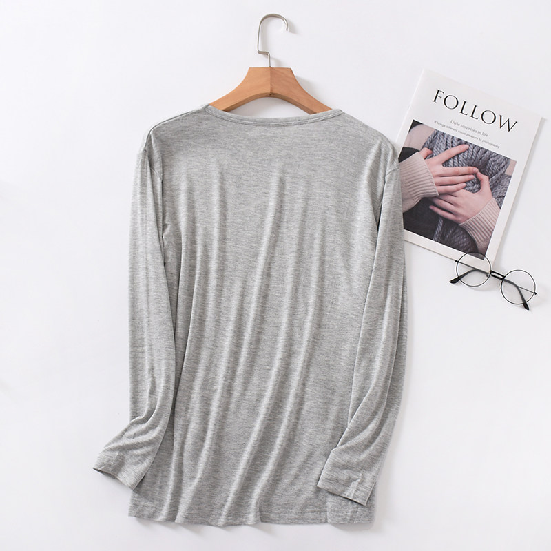 라운드넥 티셔츠 남성 모달 홈웨어 상의 봄 여름 가을 겨울 바닥 셔츠 캐주얼 루즈 대형 잠옷 원피스