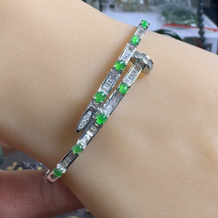 女神节活动925银镶翡翠手镯