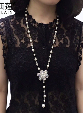 韩版优雅满天星贝珠水晶秋冬项链
