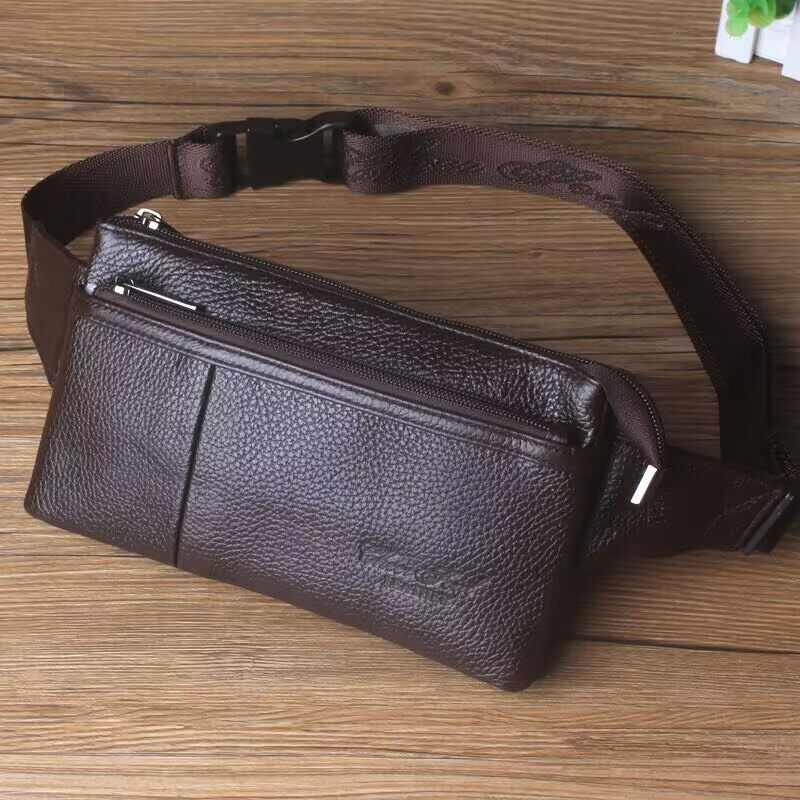 男士包包真皮腰包男牛皮胸包男款手机包运动小包多功能休闲斜挎包