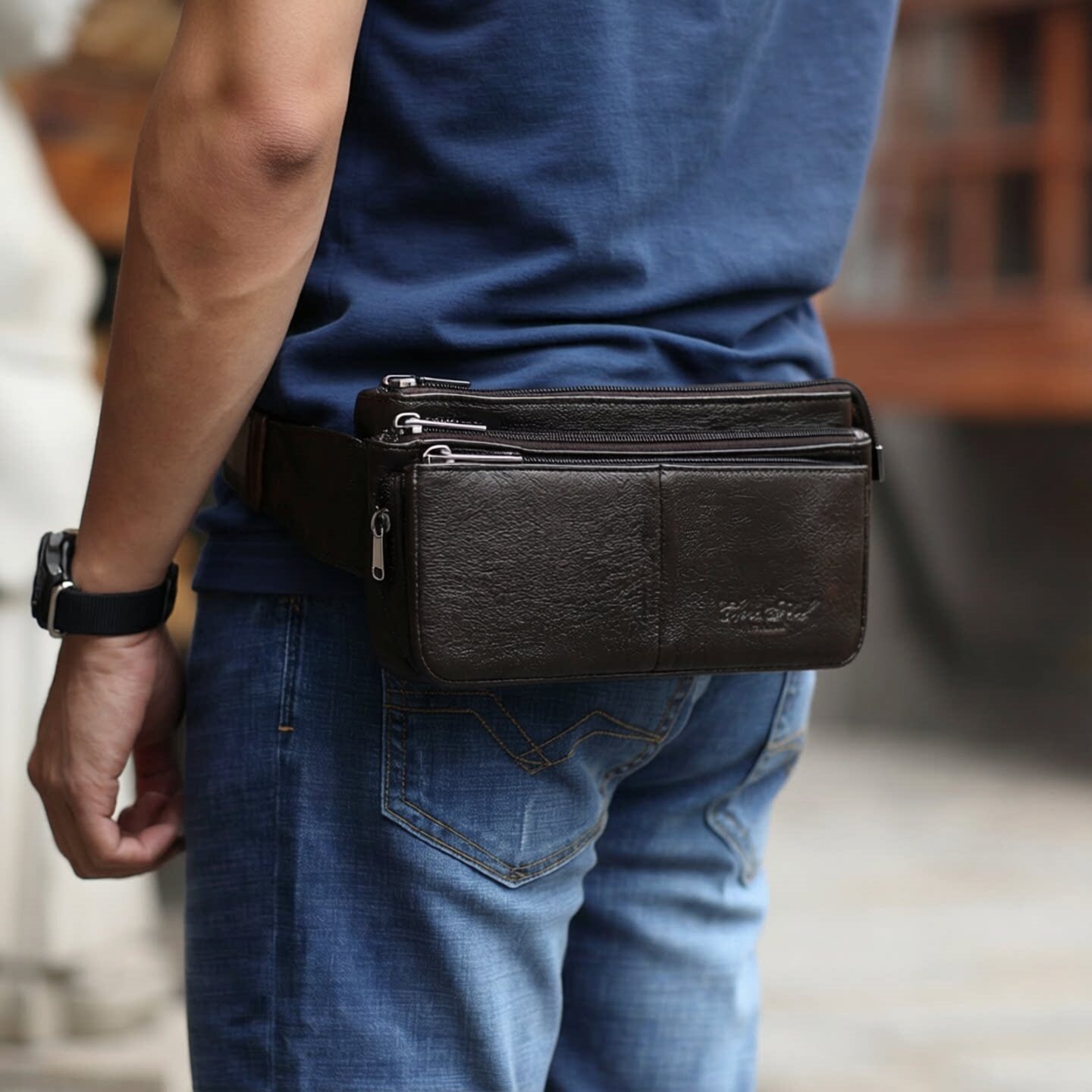 男士真皮腰包男款高端男包头层牛皮多功能斜挎包手机包休闲小包男