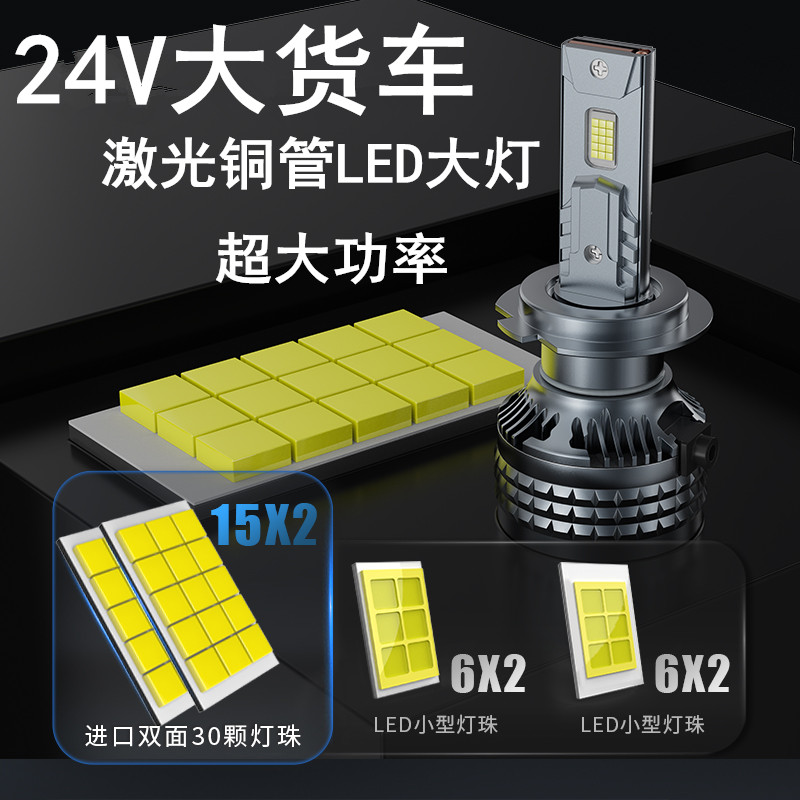 适用于解放J6PJ7欧曼est乘龙H5H7解放J6V天龙24V货车led激光大灯