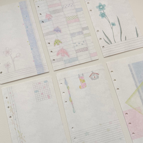 TUUO原创盐系内页A6per活页替芯打孔手帐素材打底记录