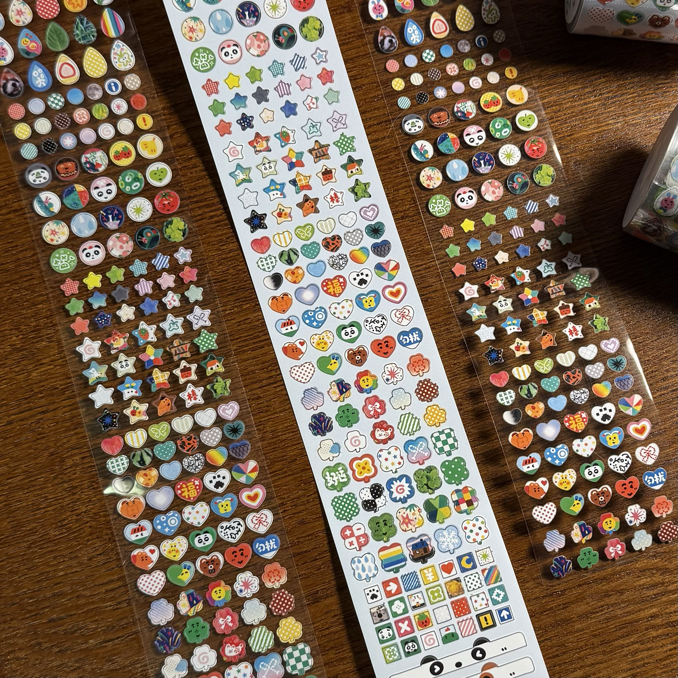 TUUO原创星星四叶草基础图形五彩斑斓手帐素材装饰贴纸卷拼贴