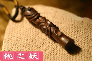 桃之妖 桃木纯手工雕刻 小柱饰项链 堕落罗刹