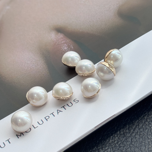 旗袍钮扣 高档中式 珍珠纽扣半圆蘑菇金属扣子高端精致时尚 毛衣开衫