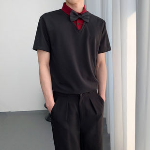 KTV服务员工作服新品衬衫男假两件马甲酒吧台球俱乐部服务生工装