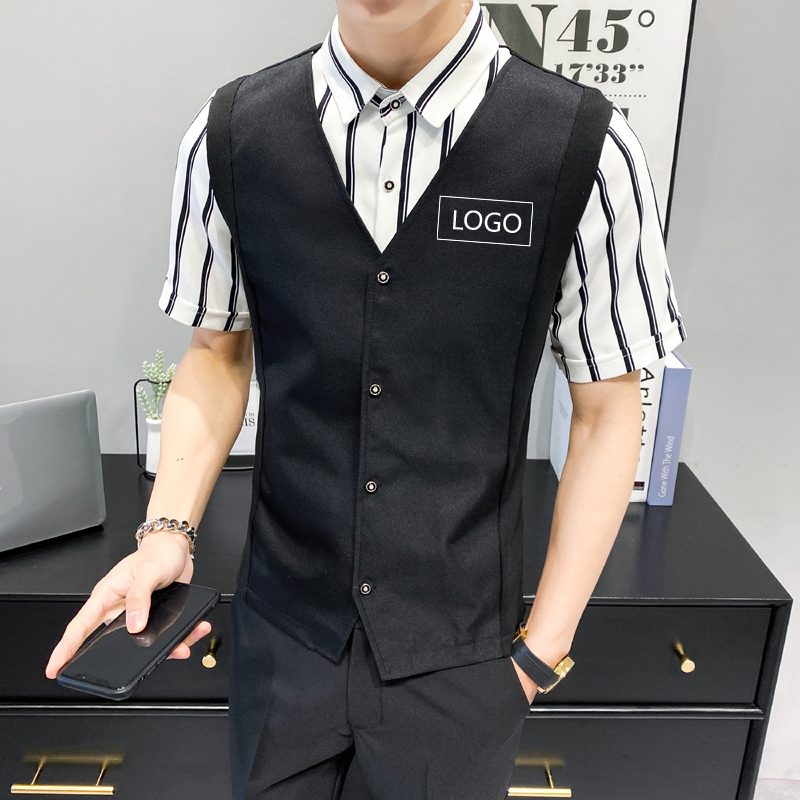 马甲印字坎肩酒吧西装背心工作服