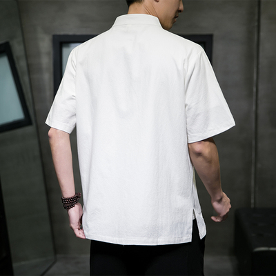 茶艺师工作服足理疗推拿风水师工装中医养生馆男士衬衫logo定制服