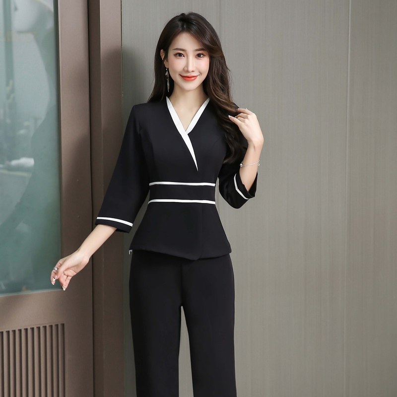 美容院工作服女套装新款高端足浴养生馆会所SPA美容师春夏技师服图片