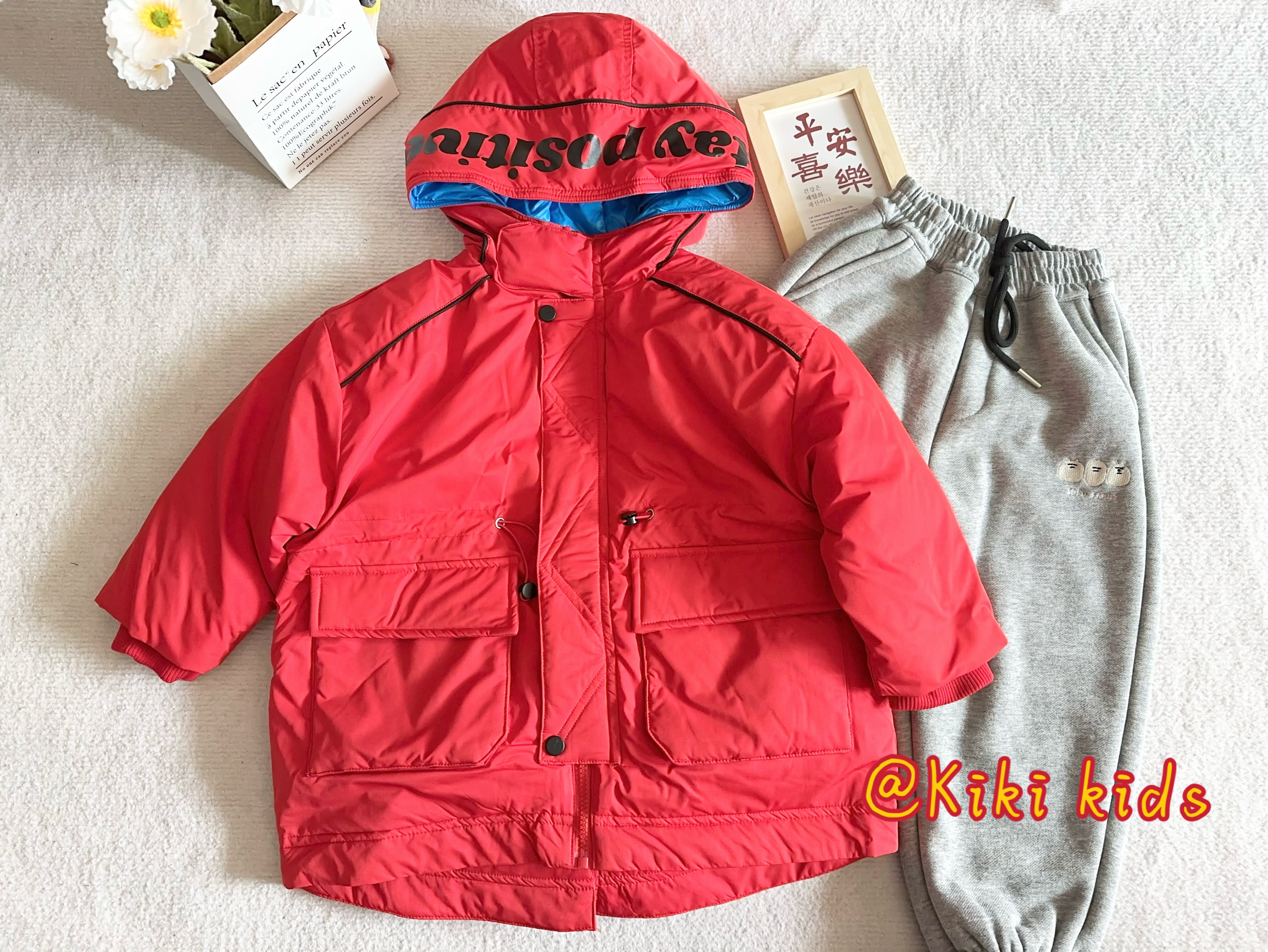 Kiki家韩版品牌男中童洋气中长款羽绒服 25冬断码白鸭绒连帽外套