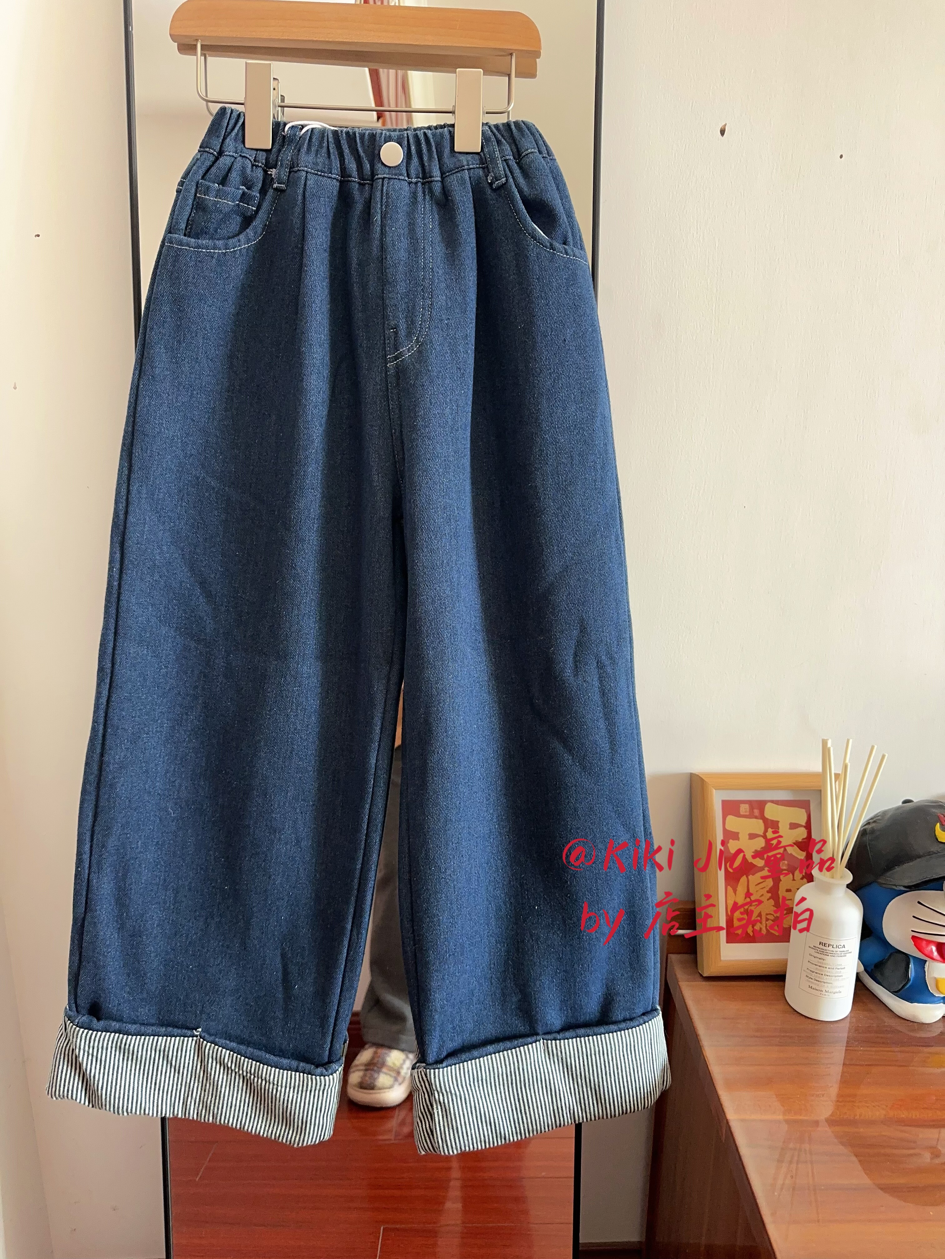 Kiki家韩版高品质女大童加绒加厚牛仔裤 25冬清货洋气翻边直筒裤,童装/婴儿装/亲子装,裤子,淘宝优惠券,粉丝福利购,淘宝优惠卷