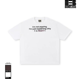 BONELESS基础撞色标语短袖T恤夏季新款纯棉宽松圆领体恤简约半袖