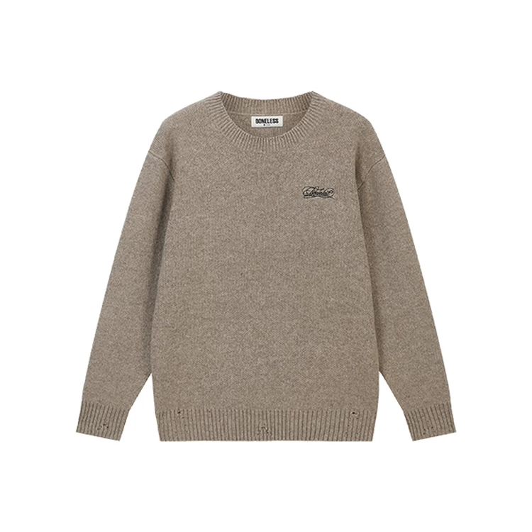 徽章刺绣破洞毛衣百搭针织衫