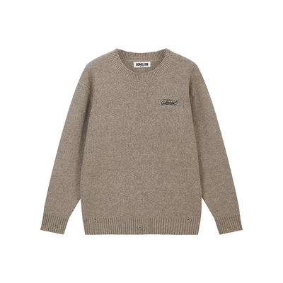 徽章刺绣破洞毛衣百搭针织衫