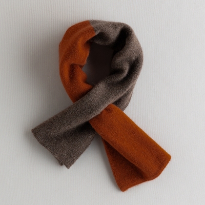 纯山羊绒围脖拼色穿孔围巾男女