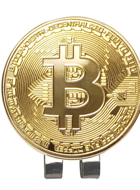 高尔夫帽夹金色比特币设计马克磁铁夹子金属材质mark高尔夫球位标