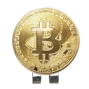 高尔夫帽夹金色比特币设计马克磁铁夹子金属材质mark高尔夫球位标