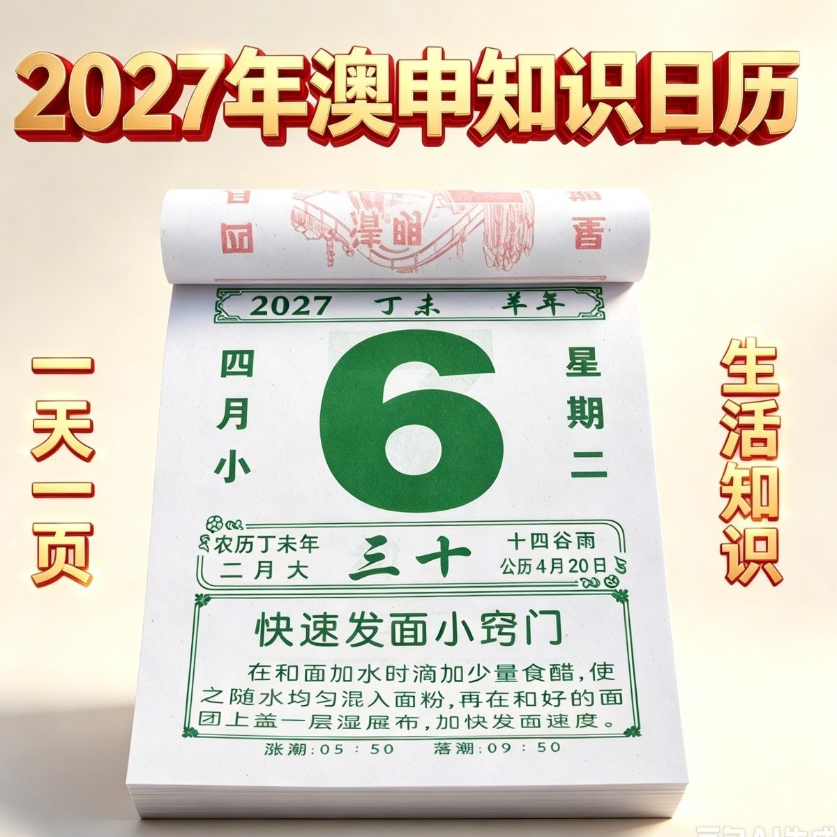 新款2027羊年百科知识日历正宗墙式挂历一天一页大字清晰手撕农历