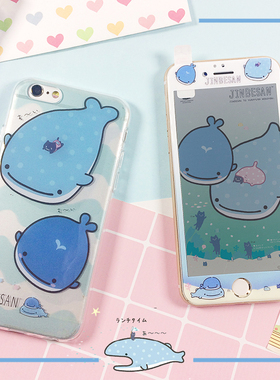 鲸鲨卡通适用于iphoneX/7plus苹果8手机壳鲸鱼6s保护壳全屏钢化膜