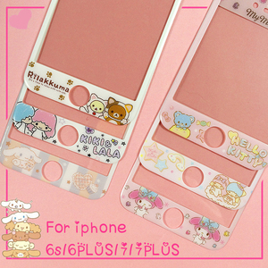适用于双子星iphone7苹果6plus碳纤维软边钢化膜大耳狗全覆盖彩膜